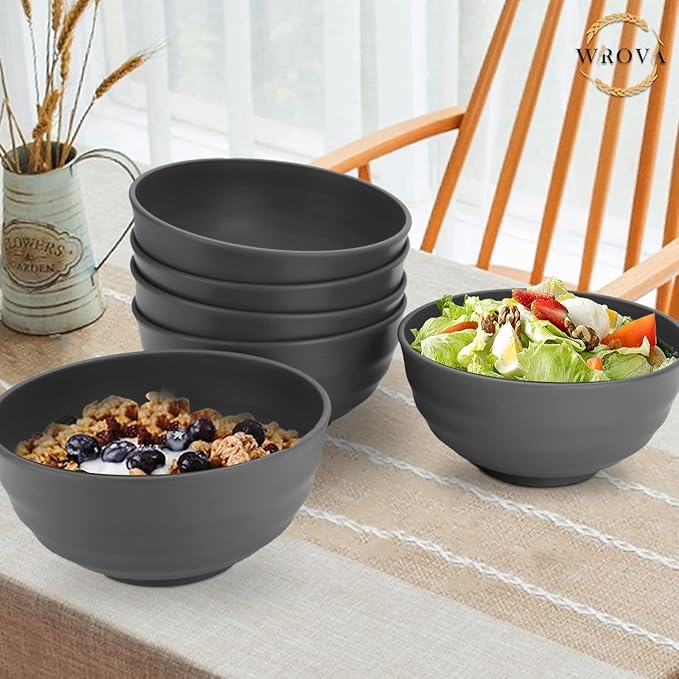 Wheat Straw Bowls Set 60 OZ Unbreakable Large Cereal Bowls Set of 6 Microwave - Image 7