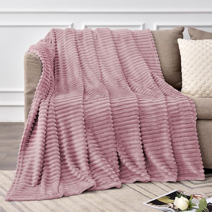 BEDELITE Fleece Blanket Twin Size – 3D Ribbed Jacquard Soft and Warm Decorative - Image 2