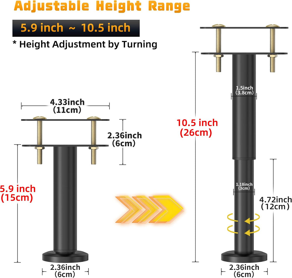 Wlrrcwdttc 4 Pcs Adjustable Height Bed Support Legs 5.9-10.5 inch, Bed Frame ...