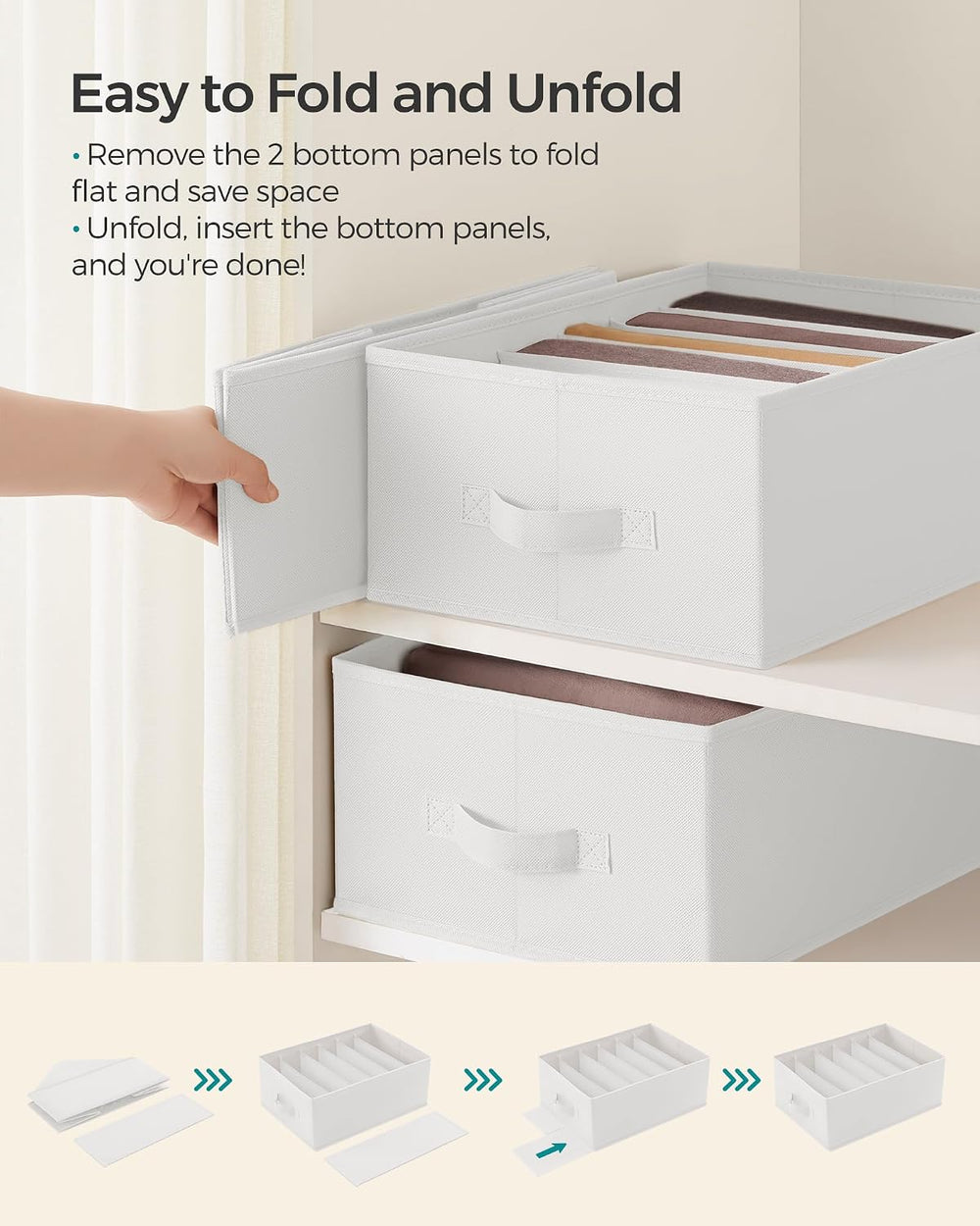 SONGMICS Set of 6 Foldable Wardrobe Clothes Organizers, 6-Compartment