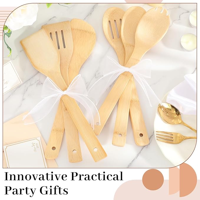 Reallnaive 72 Pcs Bamboo Spatula Wooden Kitchen Utensil Bulk 12''wood Spoon - Image 3
