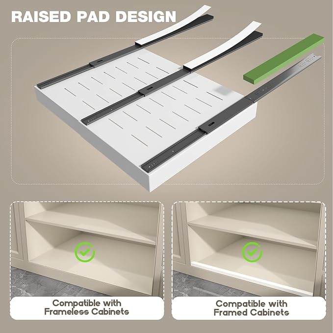 Seinloes 4 Pack Pull Out Cabinet Organizer 21" Deep, Full Extension 3 Slide - Image 3