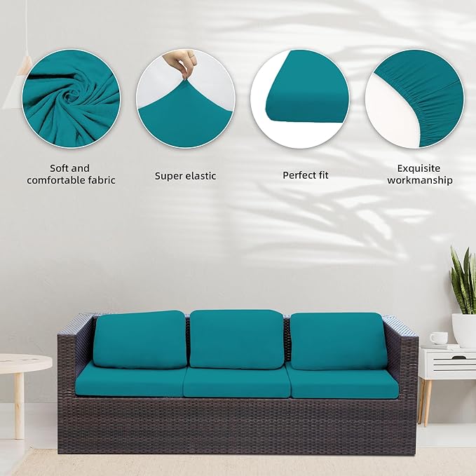 8Pcs Stretch Patio Cushion Covers, Outdoor Couch Covers Replacement, Outdoor - Image 3
