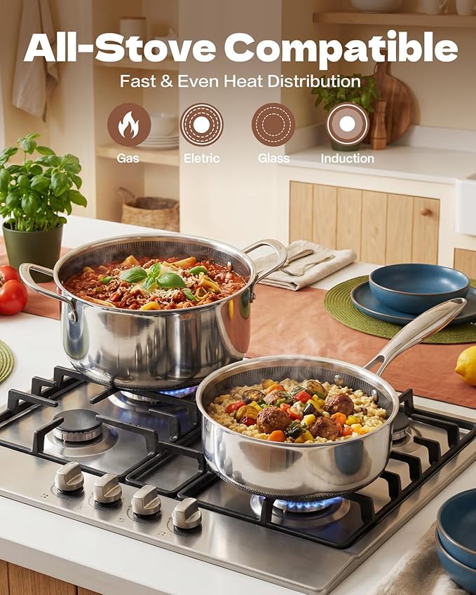 USELUCK Hybrid Nonstick Cookwre Set, frying pan, sauce pan, Dishwasher-Friendly - Image 5