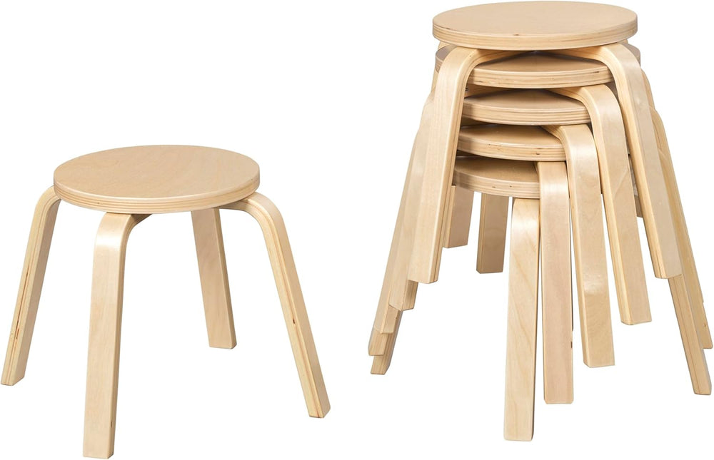 ECR4Kids Bentwood Stackable Stools, 12in Seat Height, Classroom Furniture, Na...