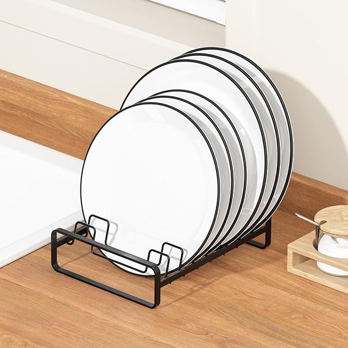 2 Pack Plate Holders Organizers 8 Slots Upright Cabinet Dish Drying Racks Metal - Image 5