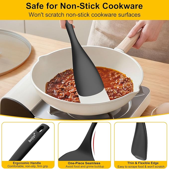 Beijiyi Silicone Spatula Set of 4, 600°F Heat Resistant, BPA Free Kitchen - Image 3