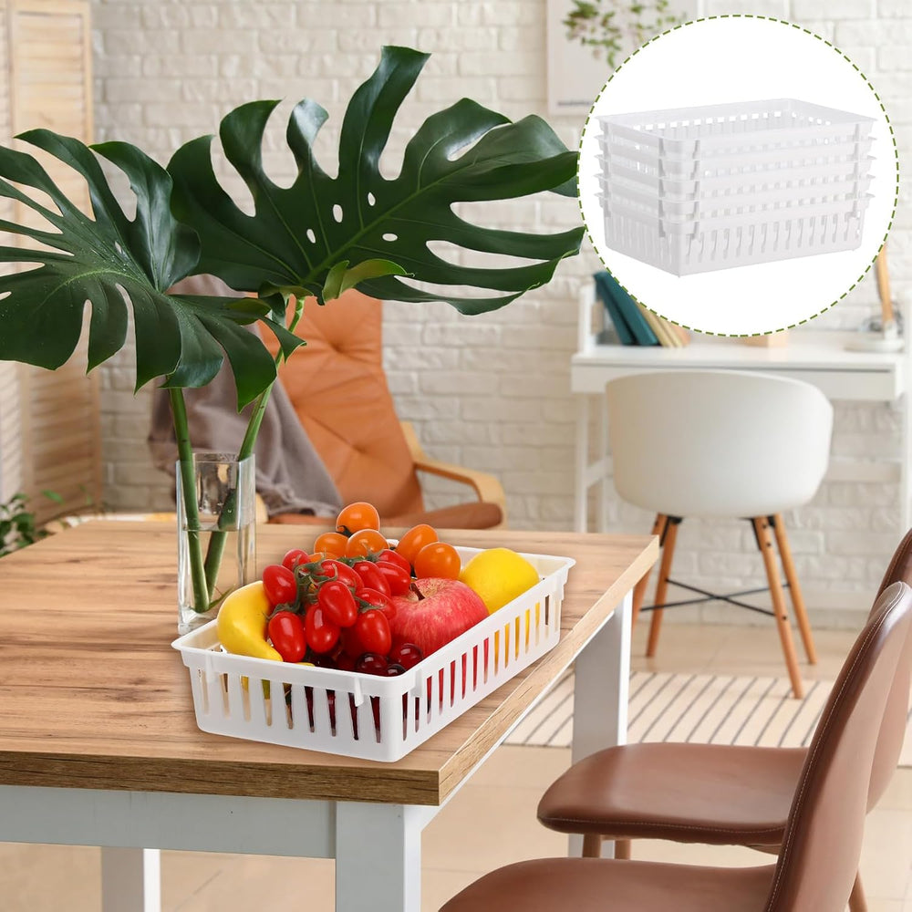 Set of 12 Small Plastic Baskets for Organizing, White