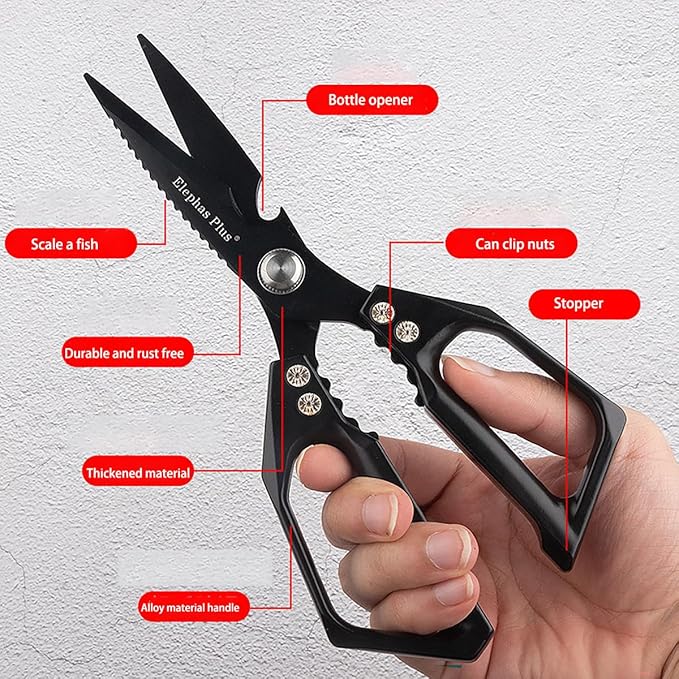 Multi-Purpose Rust Proof Kitchen Shears, Heavy Duty Meat Scissors, Dishwasher - Image 7