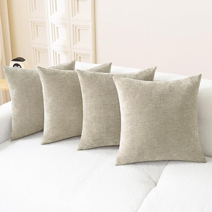 CaliTime Throw Pillow Covers Decorative 18 X 18 Inches Pack of 4 Cozy Chenille by CaliTime