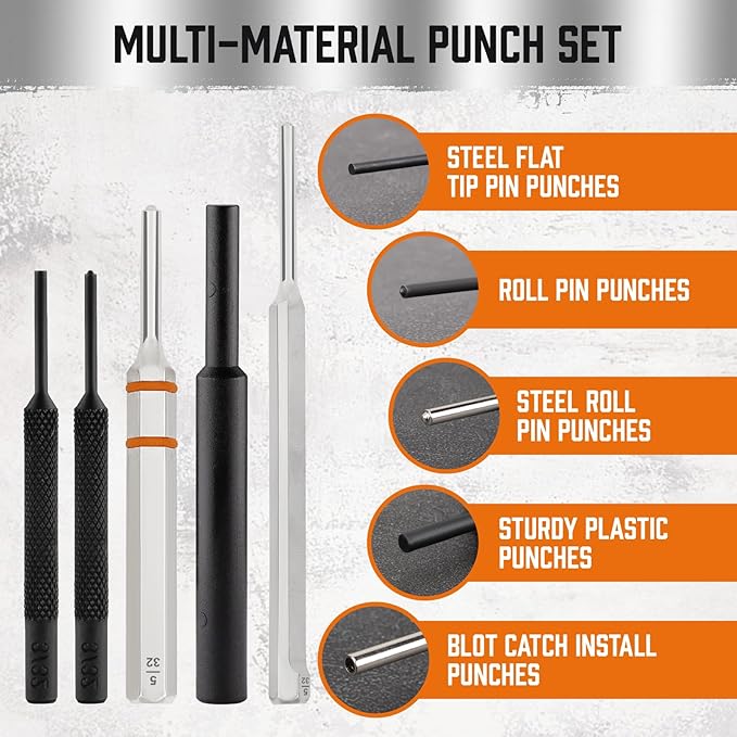 HORUSDY 23-Piece Punch Set Roll Pin Punch Set and Hammer - Image 4