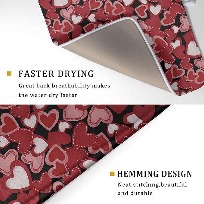 Valentines Day Dish Drying Mat for Kitchen Counter 24x18 Inch Love Drying Mat - Image 5