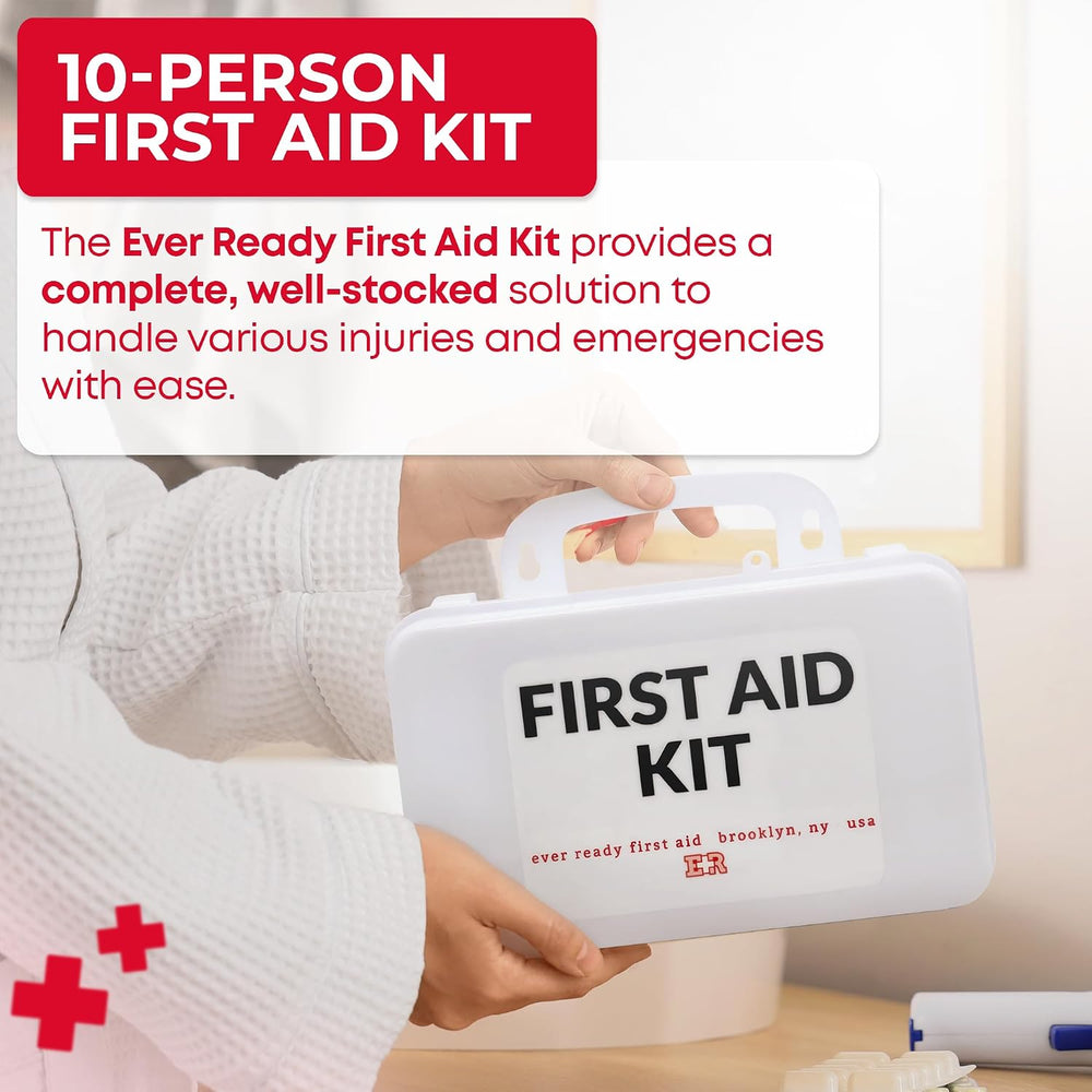 10 Person First Aid Kit - OSHA and ANSI Class A Compliant, Fully stocked Emer...