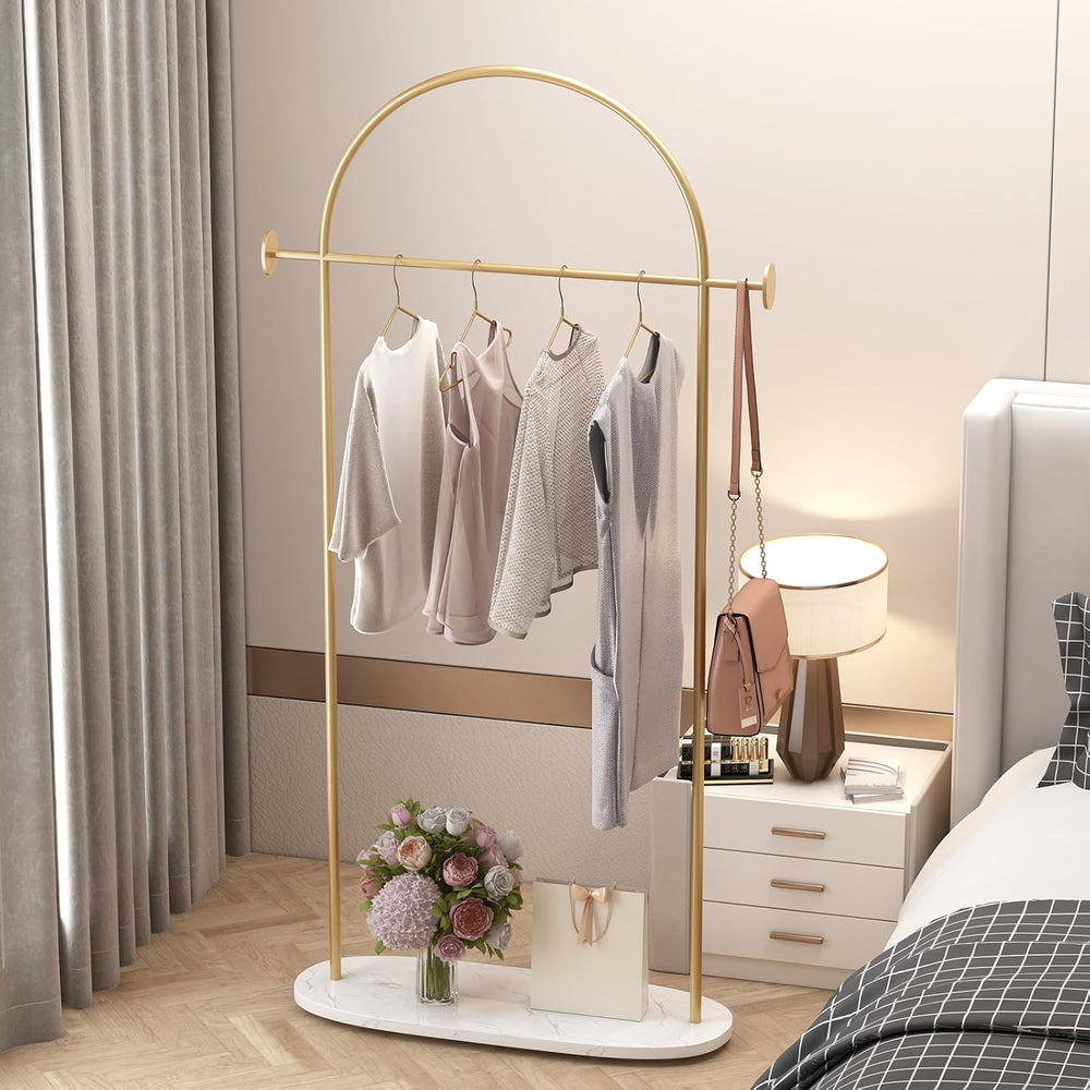 Gold Clothing Rack, Modern Clothes Rack with Shelf, Heavy Duty Freestanding C...