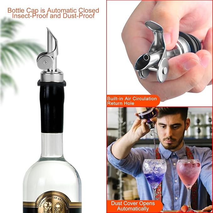 6PCS Liquor Bottle Pourers, Auto Flip Olive Oil Dispenser Spout, Weighted - Image 3