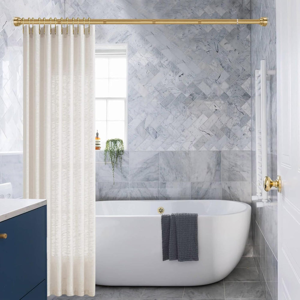 YNL Shower Curtain Rod 34-82 Inches (2.8-6.8ft) Adjustable Spring Shower Rod ...