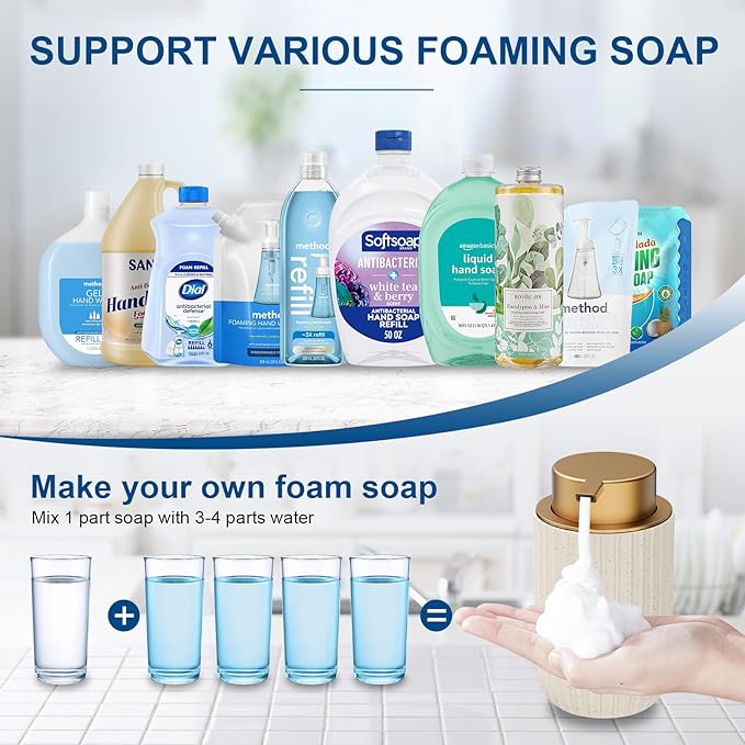 Ceramic Foaming Soap Dispenser, 12 oz Bathroom Foam Hand Soap Dispenser - Image 4