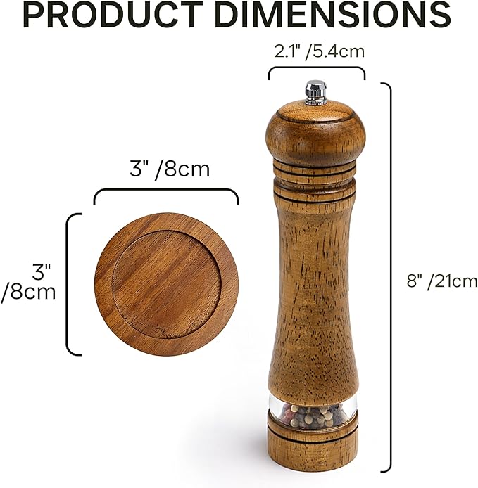 Wood Salt and Pepper Grinder, Salt Grinder and Pepper Mill, Oak Wood Shakers - Image 5