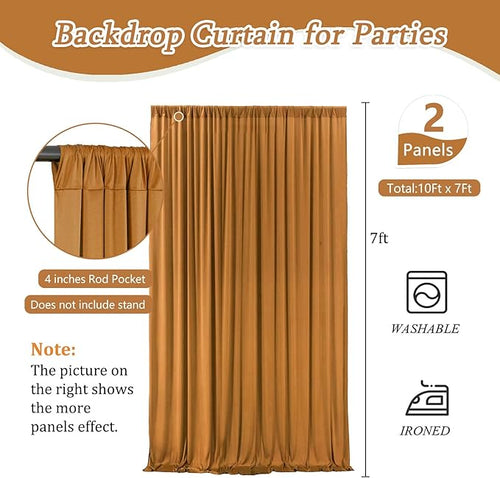 10 x 7 Feet Brown Backdrop Curtain for Partie, Background Curtains for Photoshoot, Birthday, Wedding, Halloween, Thanksgiving, Christmas Day, New Year Party Decorations 5Ft x 7Ft, 2 Panels