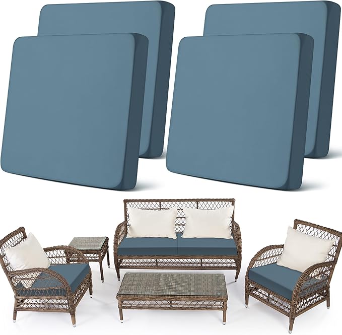 Newwiee Set of 4 Stretch Patio Cushion Covers Sofa Couch Seat Chair Slipcovers by Newwiee
