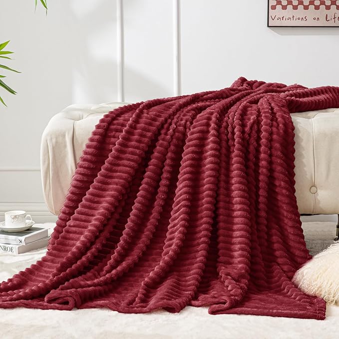 BEDELITE Fleece Blanket Twin Size – 3D Ribbed Jacquard Soft and Warm Decorative - Image 7