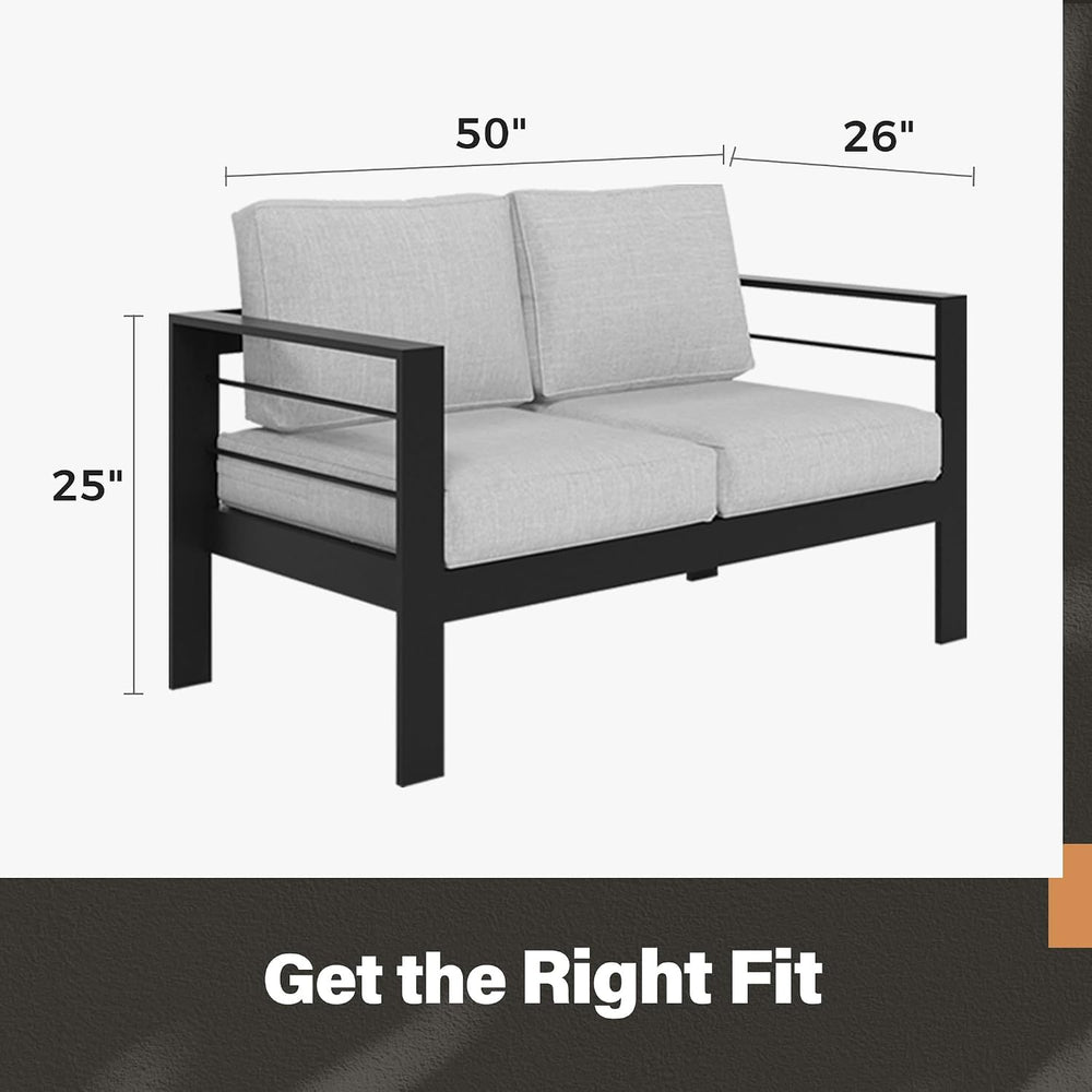 Aluminum Outdoor Loveseat, 3.2" Armrest Patio Sofa, Outside Couch for Patio