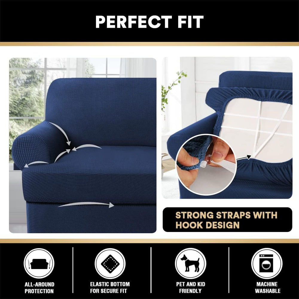 PrinceDeco 2 Pieces Armchair Slipcover Stretch Couch Covers for T Cushion Cha...