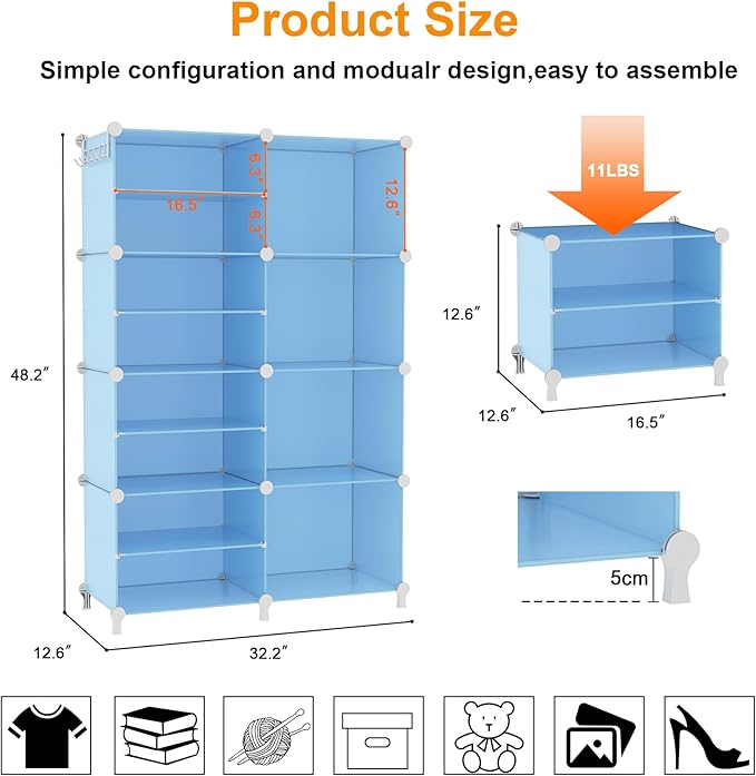 AWTATOS Closet Organizer 8 Cube Storage Shelves Closet Storage Clothes