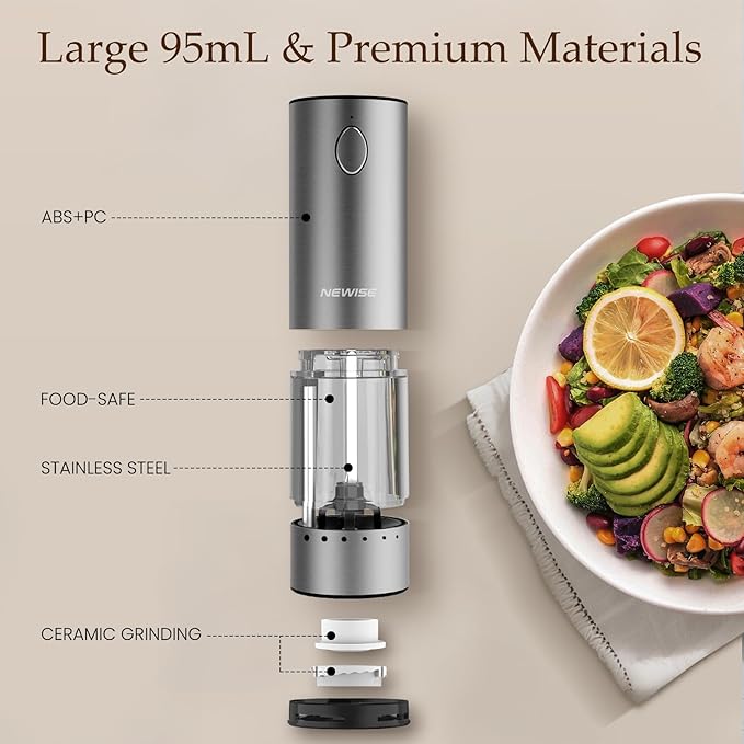 Newise Electric Salt and Pepper Grinder Set