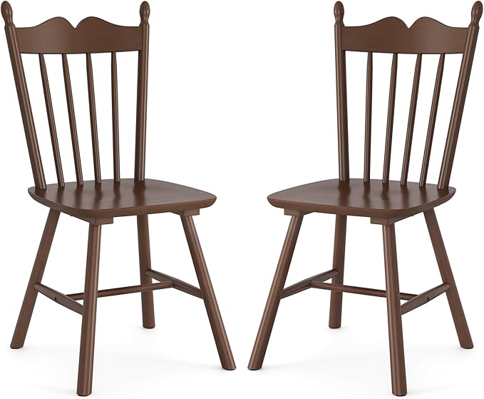 LUE BONA Wooden Dining Chairs Set of 2, Windsor Dining Chair with Thickened B...
