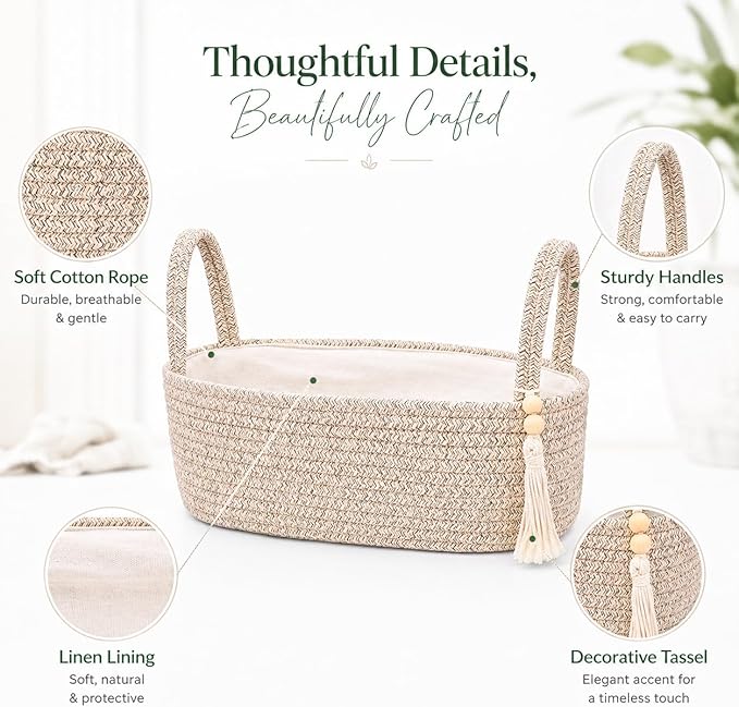ABenkle Small Storage Basket, Jute Rope Woven Toilet Paper Tray Organizer - Image 7