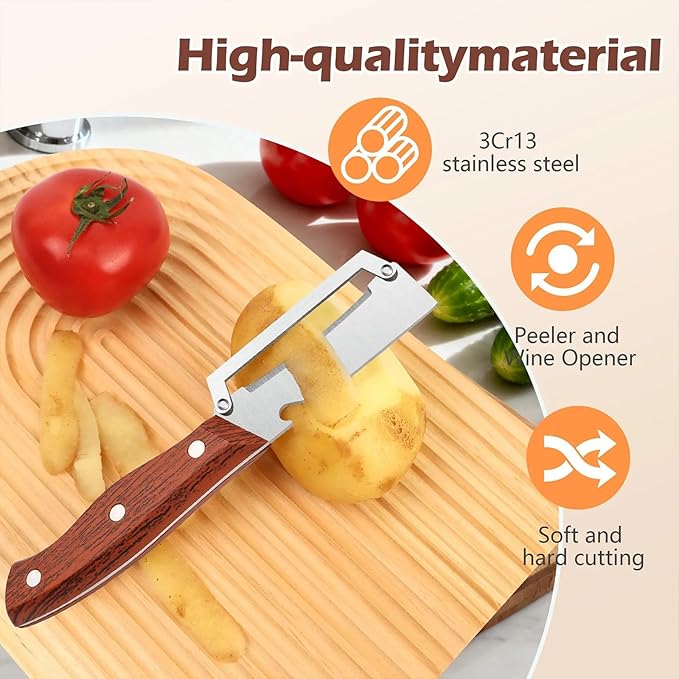 Roselli Wooden-Handled Stainless Steel Shredder and Peeler, Stainless Steel - Image 3