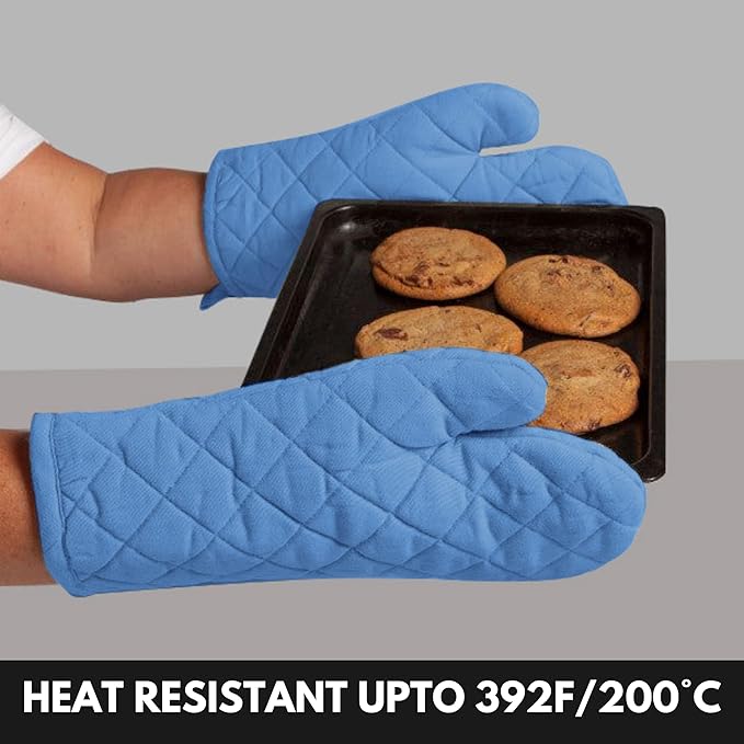 Oven Mitt + Pot Holder 100% Cotton Heat Resistant Kitchen Oven Gloves & Hot Pads - Image 5