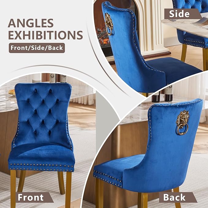 Velvet Dining Chairs Set of 2, Modern Tufted Dining Room Chair, Upholstered D...