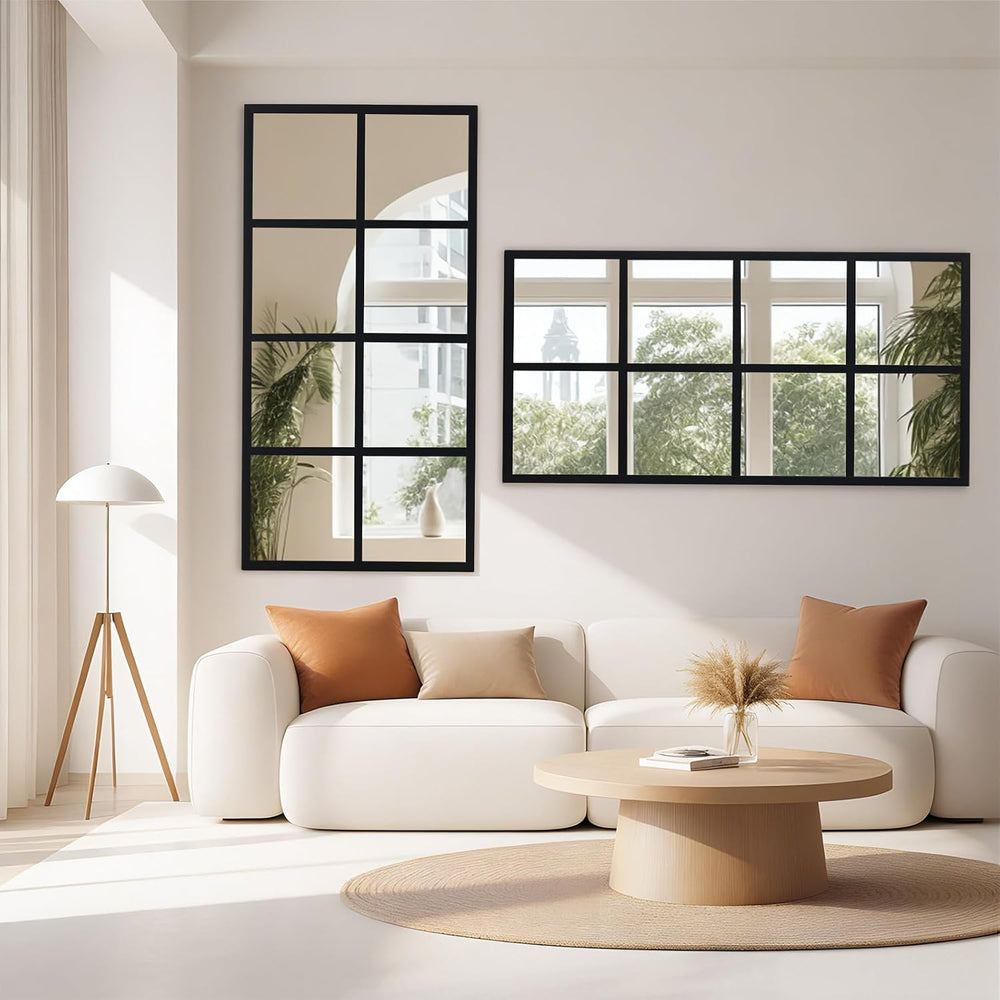DUMOS Wall Mirrors 16" x 32", Set of 2 Rectangle Window Pane Decora...