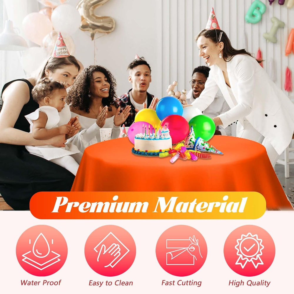 Disposable Orange Plastic Table Cover Roll 54in X 240ft - Heavy Duty Waterpro...