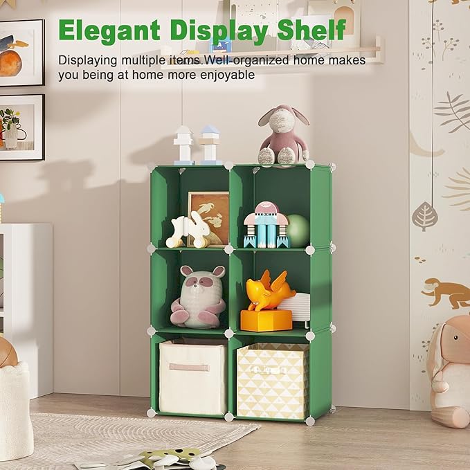 C&AHOME 6-Cube Storage Organizer, Stackable Storage Cubes Shelves, Portable