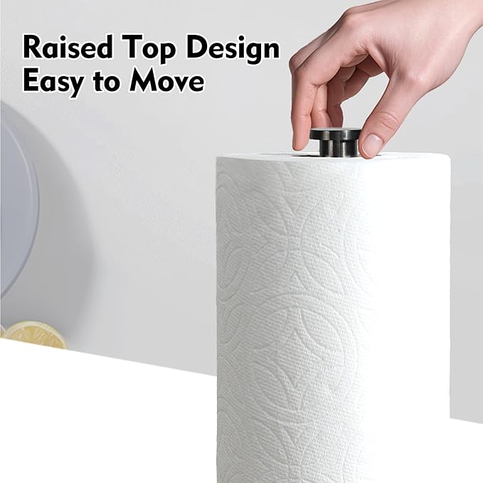 YIGII Heavy Marble Base Paper Towel Holder – Countertop Paper Roll Holder - Image 3