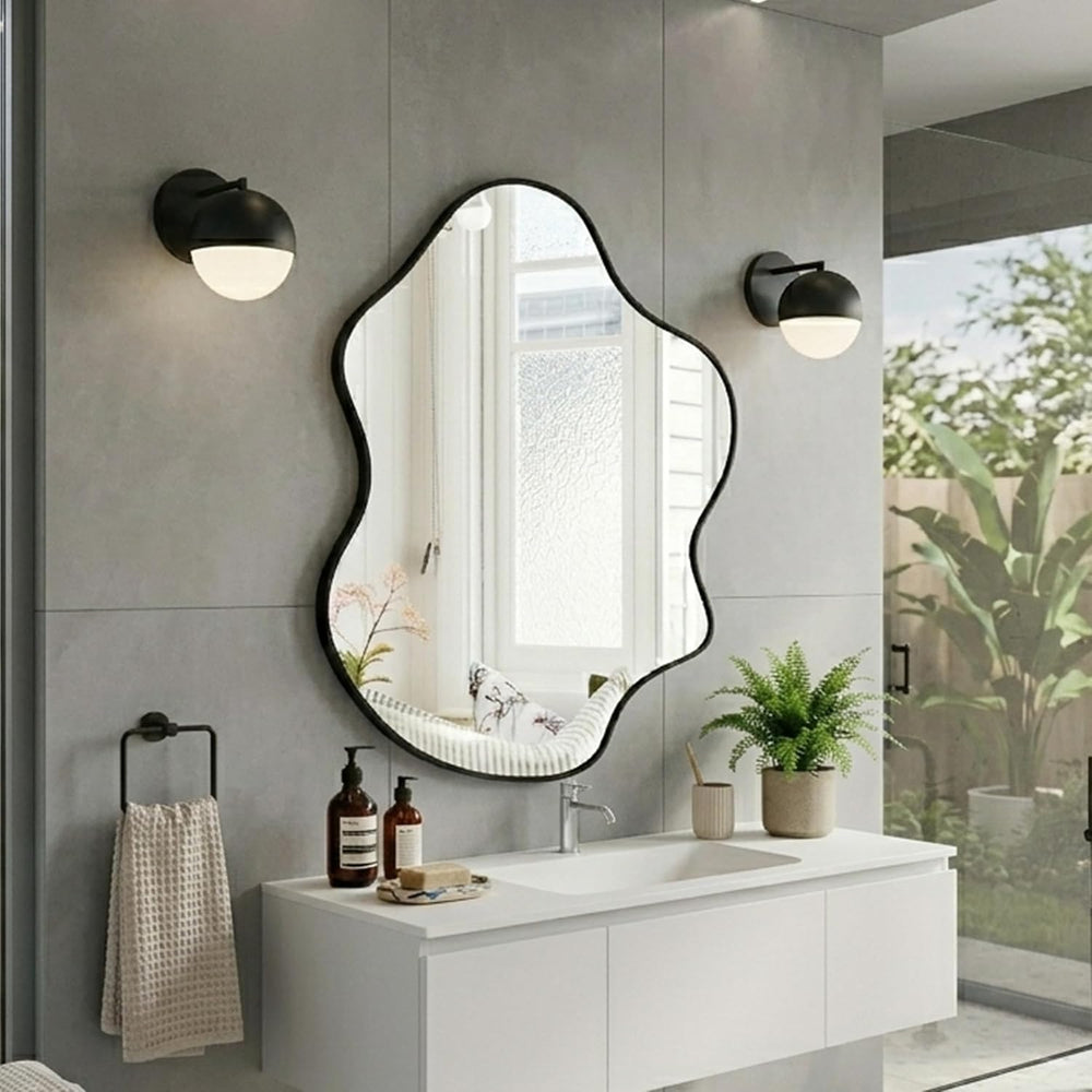 Irregular Black Bathroom Wall Mirror 24x36 Inch,Decorative Mirrors