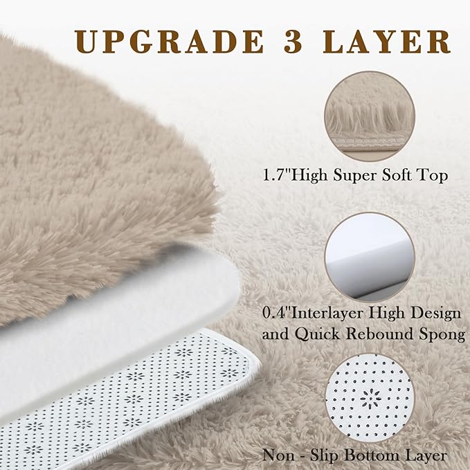 Area Rugs 10x14 Living Room, Shaggy Carpet Soft Plush Furry Bedside Rug Large - Image 4