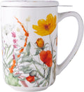AmorArc Porcelain Tea Mug with Infuser and Lids, 18 Oz Large Cup Strainer with by AmorArc