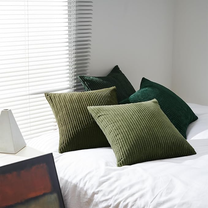 Topfinel Dark Green Euro Shams Decorative Throw Pillow Covers 22x22 Inch Set of - Image 5