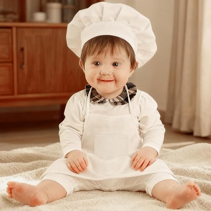 2PCS Baby Chef Outfit Set, Baby Apron and Chef Hat - Image 6