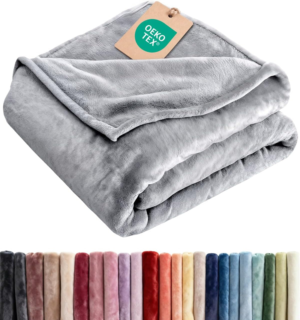 Fleece Blanket Queen Size - Ultra-Soft Warm Flannel Fleece Blanket - Grey