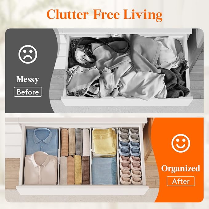Lifewit 4" Tall 9 Pack Drawer Dividers, 35-56.5cm/13.8-22.2" Expandable Drawer - Image 8