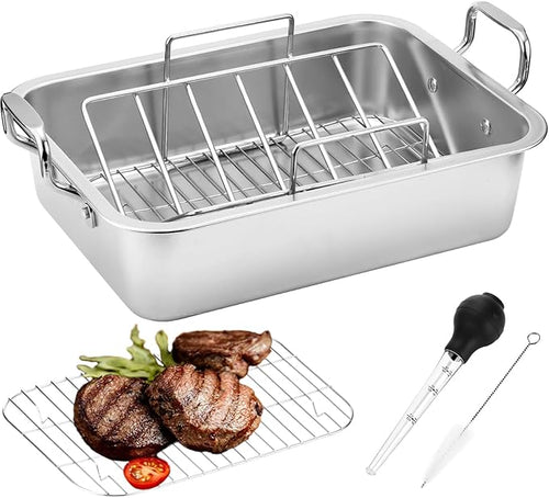 15 Inch Stainless Steel Roasting Pan by JYCOOKMENT