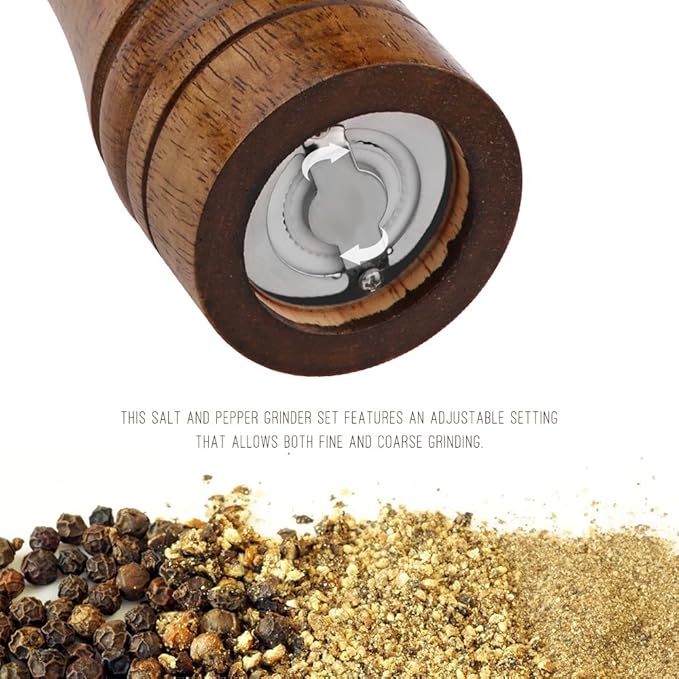 2PCS Salt and Pepper Grinder, Solid Wood Sea Salt and Pepper Shakers, Pepper - Image 5