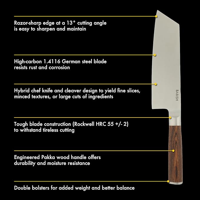 Babish 7.5-Inch Clef Knife – High-Carbon 1.4116 German Steel Kitchen Knife - Image 3