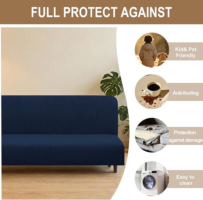 U-NICE HOME Stretch Futon Cover Armless Bed Slipcover - Image 4