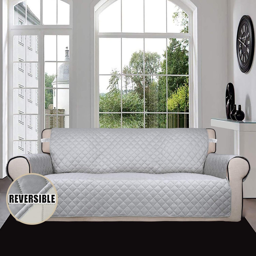 Easy-Going Reversible Couch Cover, 3 Cushion Sofa, Large, Light Gray/Ivory